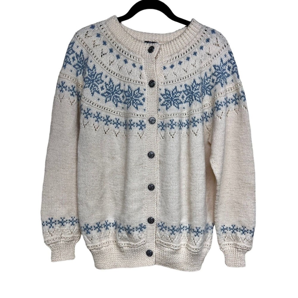 Dale of Norway Vintage Wool Nordic Faire Isle Button Down Cardigan Size Medium